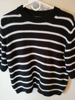 French Connection black and white striped cropped sweater